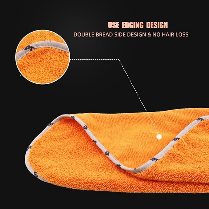 SPTA Drying Towel, Microfiber Car Drying Towel, 1 Pack Highly Absorbent, Scratch Free Large Car Wash Drying Towel for Car Washing, Drying & Auto Detailing, 23.8 x 30.9 inch, Orange-MT032