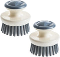 Dish Scrub Brush,Ergonomic Grip Palm Brush,Kitchen Scrub Brushes for Cleaning, Dish Scrubber with Stiff Bristles for Sink, Pots, Pans (2P Grey)