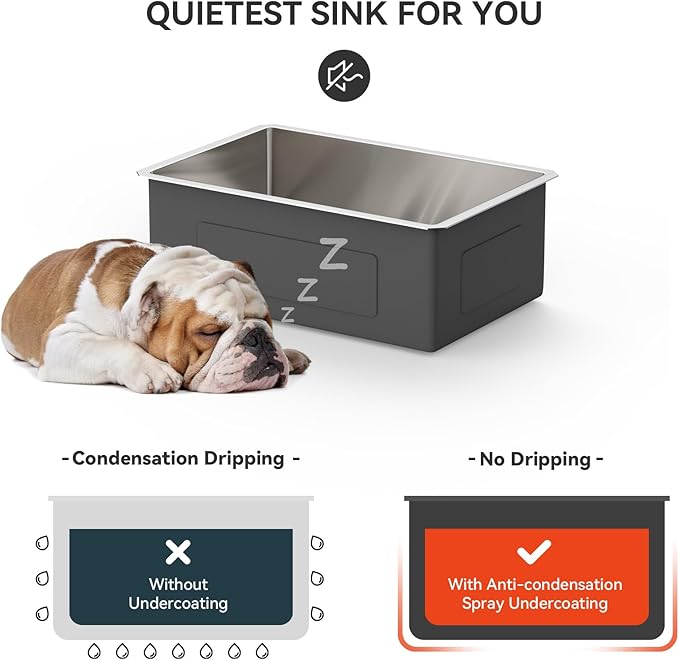 Lordear 27 Undermount Kitchen Sink 27X18 Inch Deep Single Bowl 16 Gauge Stainless Steel R10 Round Corner Under Counter Handmade Kitchen Sink Basin