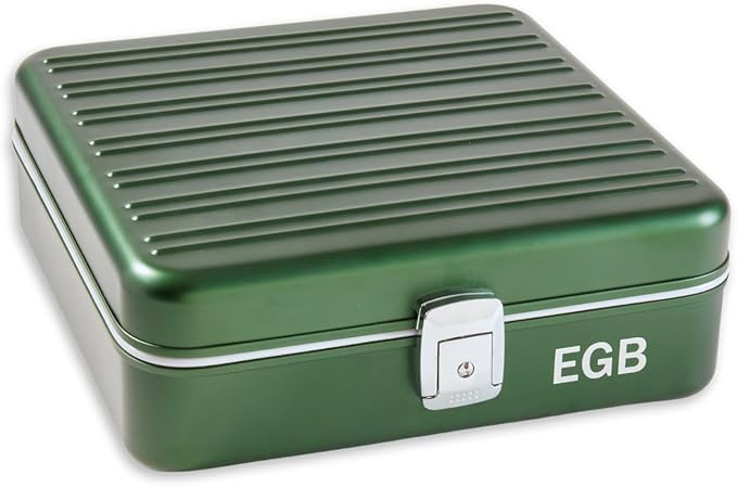 Bey-Berk Personalized Prague Aluminum 9-Slot Watch Case (Hunter Green), Locking Travel Metal Watch Box with Quilted Interior, 9.75" x 3" x 10.25"