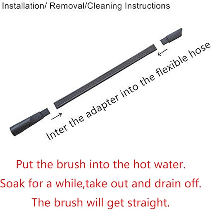 EZ SPARES 25-inch Flexible Vacuum Crevice Attachment Crevice Tool Crevice Brush Tool Kit for All 1-1/4" or 1-3/8"(32mm-35mm) Vacuum Hoses