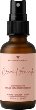 Crème d’Amande Luxury Small Space Air & Linen Freshener Spray - Almond + Oat Milk + Honey - Artisan Blended Home Fragrance - Non Toxic Odor Eliminator - 2 oz Travel Size Room Spray