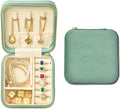 TAIMY Travel Jewelry Case, Small Plush Velvet Jewelry Box for Women and Girls, Portable Jewelry holder organizer for Rings Earrings Necklaces Bracelets(Mint)