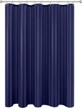 Biscaynebay Fabric Shower Curtain or Liner 72" by 72", Navy Water Repellent Damask Stripes Bathroom Curtains Machine Washable