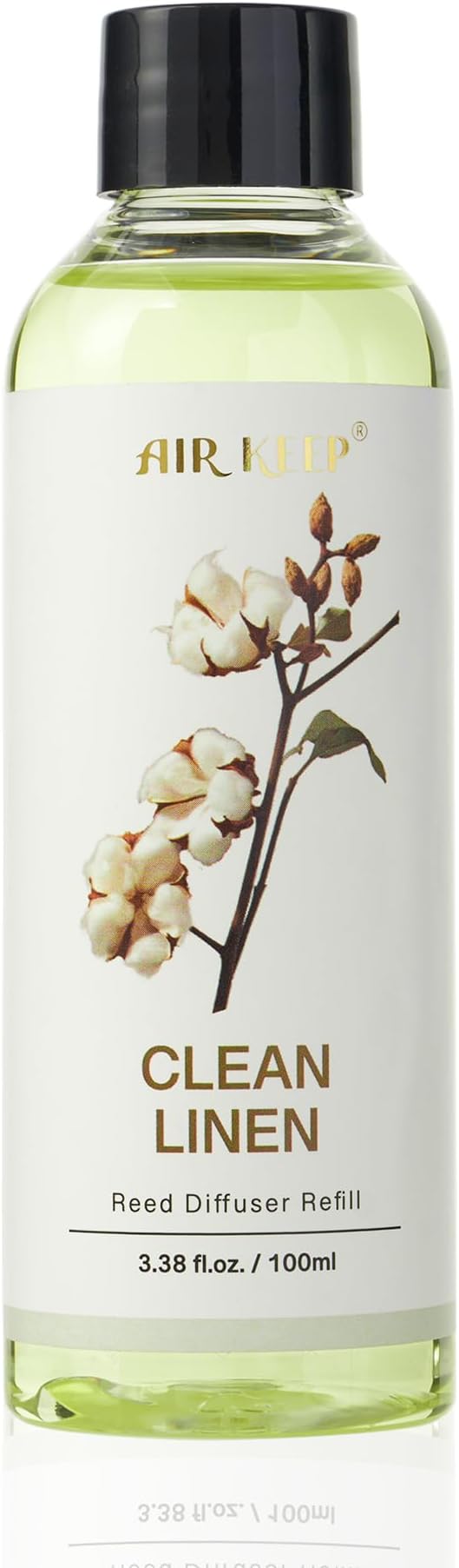 Airkeep Reed Diffuser Oil Refill/Clean Linen/3.38oz（100ml/1 Pack/Scented Oil Refill for Reed Diffuser Home Fragrance for Bedroom, Bathroom Office Home Decor