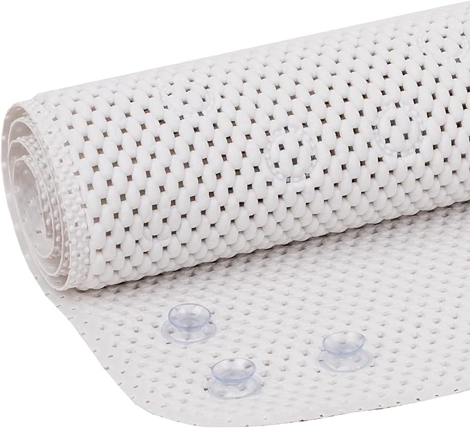 Duck Brand Clorox Cushioned Foam Bath Mat for Tubs, Non-Slip with Suction Cups, 17 Inches x 36 Inches, White (Pack of 4)