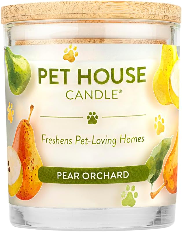One Fur All Pet House Candle Plant-Based/Soy Candle - Clean Burning Scented, Long Lasting Pet Odor for Home - Pear Orchard