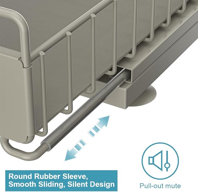 HOMEBOSILY Under Sink Organizer, Pull Out Kitchen Cabinet Organizer 2 Tier Slide Out Under Sink Organizers and Storage, Sink Shelf Cabinet Storage Shelves for Kitchen Bathroom Pantry, Grey