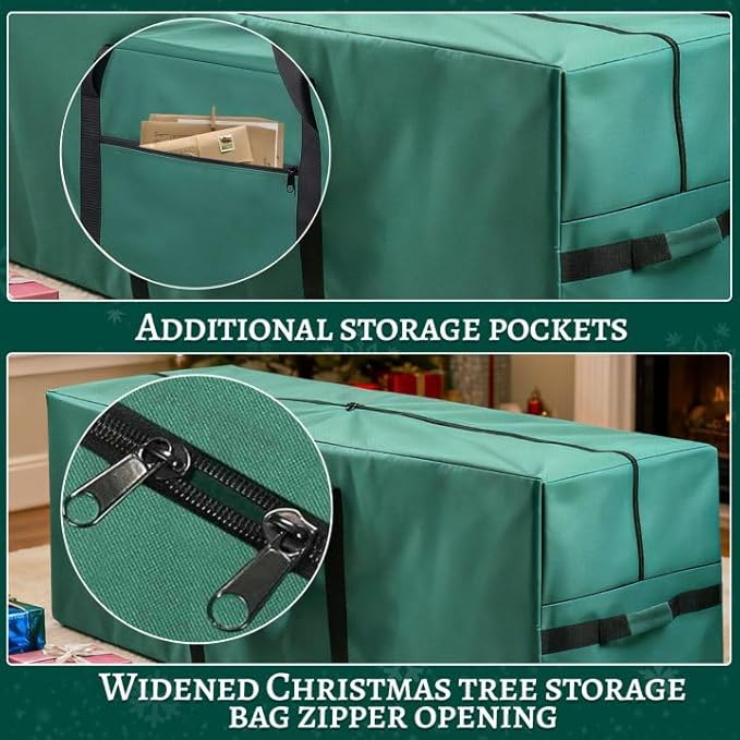 Christmas Tree Storage Bag, Fits Up to 9-11 Ft Artificial Xmas Trees, 600D Heavy-Duty Waterproof Storage Bags with Reinforced Handles & Dual Zippers for Trees Cushion Furniture