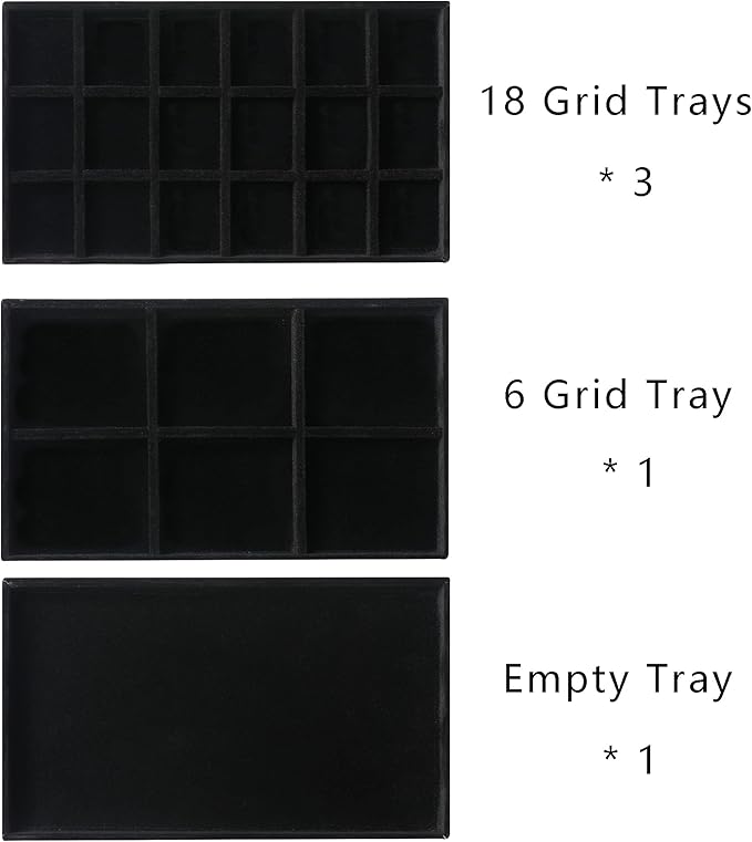 Frebeauty Acrylic Jewelry Organizer Earring Organizer Box with 5 Drawers Earring Holder Organizer with Velvet Trays Clear Jewelry Box for Women Earring Display for Rings Studs(Black)