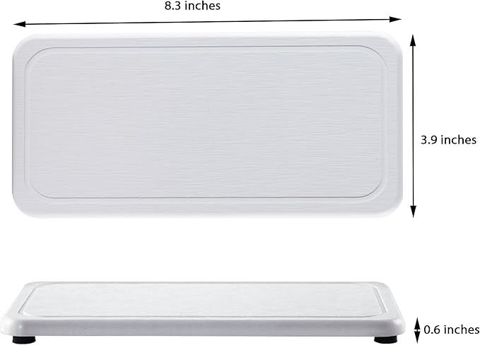 NiuYichee 2 Pcs Water Absorbing Stone Trays, Kitchen/Bathroom Sink Soap Dish, Diatomite Tray Used for Hand Soap & Cosmetic Bottles in The Modern Home, 4" W x 8.3" L, White