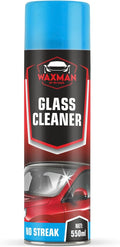 WAXMAN OF TRI STATE Car Windshield Cleaner Foam – Glass Cleaner Spray – 550ml Aerosol No-Streak Foam – Powerful Cleaner for Car, Window & Mirror – Crystal Clear Shine, Tackles Tough Grime