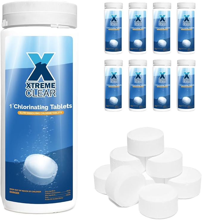 SuperDeal 9 Pack 1.5lbs Bottle 1" Chlorine Tablets Bottle 1.5lbs Chlorinating Tabs for All Swimming Pools, Spa, Hot Tubs, Small Pool, Slow Dissolving, 9-PCS