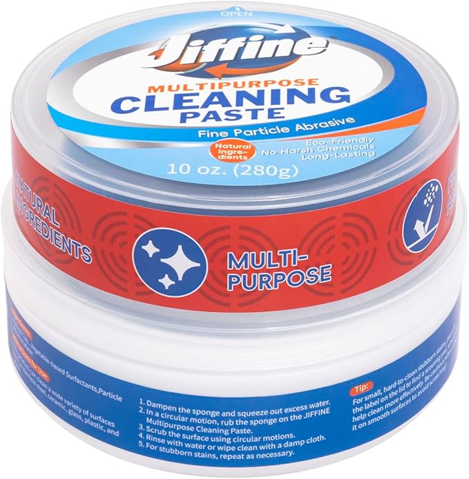 Jiffine Cooktop Cleaner Paste,the Pink Of Stuff, Miracle All Purpose Cleaning Paste,Easily Remove Burned-On Food, Grease and Watermarks, Leaving Your Glass Cook Top Sparkling 10 oz