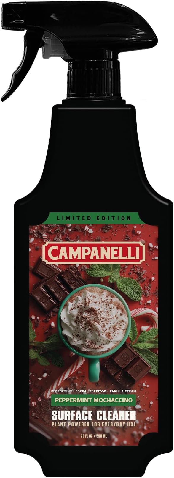 CAMPANELLI Luxury Surface Cleaner – Plant-Powered, Non-Toxic, Eco-Friendly for Kitchen, Bathroom & Home – 20 oz Peppermint Mochaccino Scent (Limited Edition)