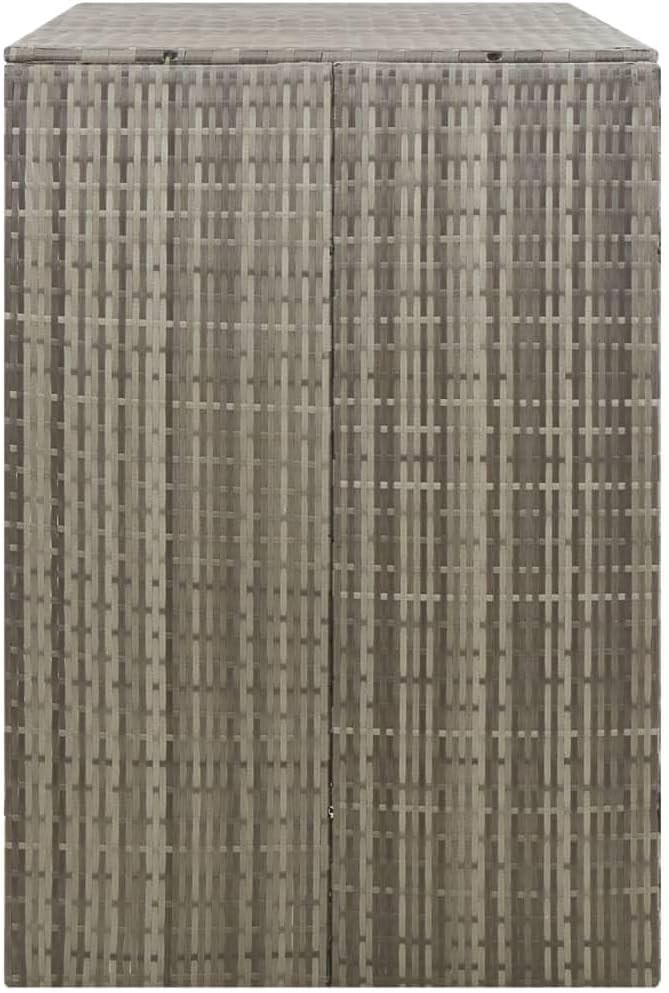 Double Wheelie Bin Shed Garbage Can Storage Shed, PE Trash Container Management Unit, Outdoor Patio Recycling Dustbin Trash Shed, Gray 55.1"x31.5"x46.1" Poly Rattan