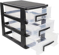 DOITOOL Three- Layer Storage Drawers - Portable Plastic Drawers Organizer - Transparent Kitchen Pantry Storage Cabinet Multifunction Plastic Drawers for Home Office Bedroom（Black