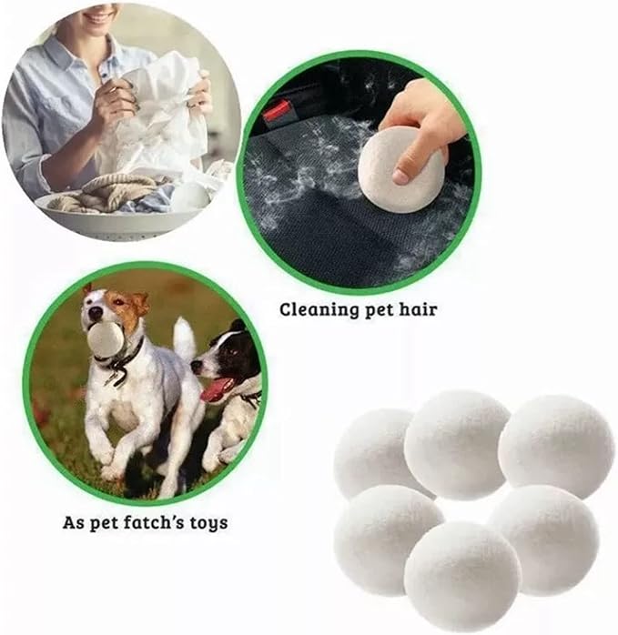 Wool Laundry Balls, 6PCS Hand Laundry Dryer Balls 6cm/2.4in Reusable Fabric Softener Wool Dryer Clothes Washing Auxiliary Parts for Speeding Up Dry Time