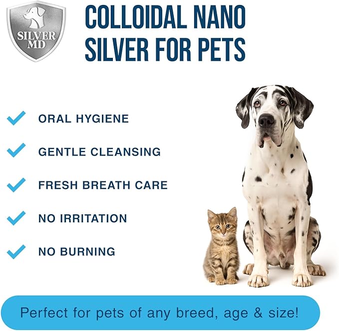 Pet Dental Care Spray for Dogs & Cats, 8 Oz, Breath Freshener & Oral Hygiene Solution with Nano Silver, Plaque & Tartar Buildup Support, Teeth Cleaning Gum Spray, Gentle Formula, No Brushing