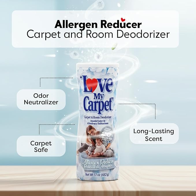 6 Love My Carpet | Carpet Deodorizer & Freshener Powder | 17 oz Pet Odor Eliminator for Strong Odor & Pet Urine | ALLERGEN REDUCER | Safe for Homes with Pets
