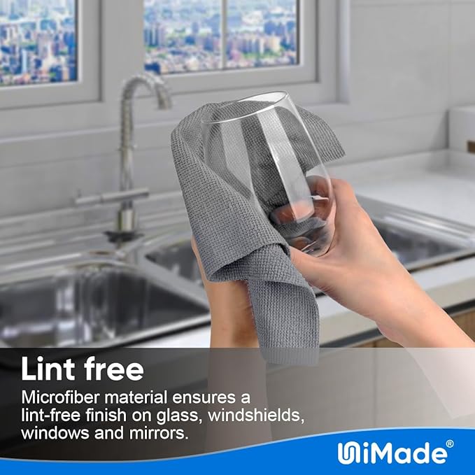 UNIMADE Microfiber Cleaning Cloth, 50 Pack Microfiber Towels for Cars Reusable Shop Rags Bulk Lint Free Cleaning Towels for Car Kitchen Automotive Bar Mechanic Restaurant Garage, 11.5"x 11.5", Grey