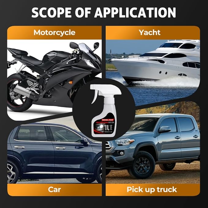 PUNHAIL Automotive Headlamp Restoration Fluid Kit, Headlight Restoration Kit Car Headlight Restorer with Sponge and Towel, Headlight Cleaner and Restorer Kit for Car (1pcs)