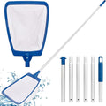 POOLAZA Pool Skimmer Net with Pole, Ultra Fine Mesh Pool Nets for Cleaning with Pole, Semi-deep Pool Net Skimmer with 68'' Thickened Aluminum Pole, Pool Leaf Net for Above Ground Pool, Spa & Hot Tub