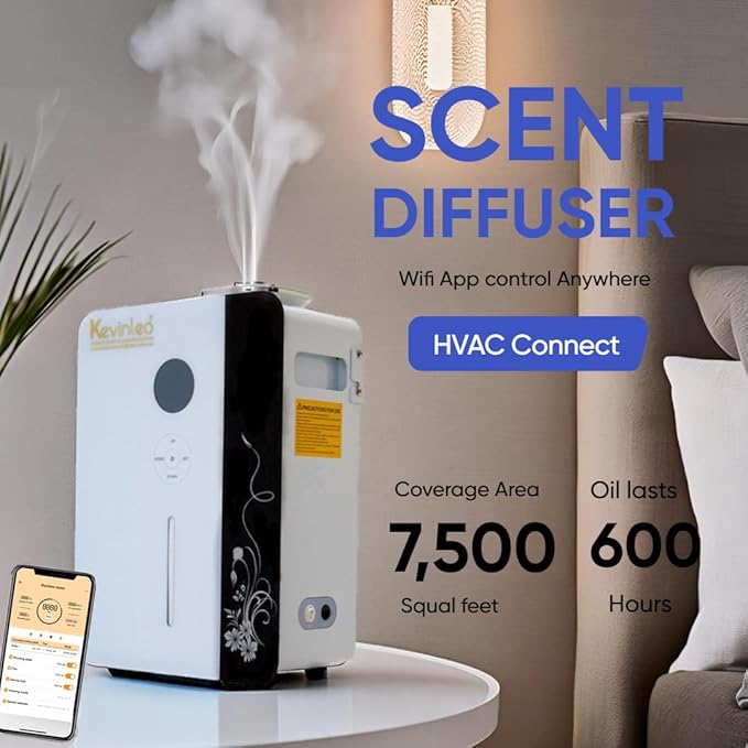 Kevinleo Scent Diffuser Machine WiFi Control for 7,500 Sq.Ft Large Spaces, 800ml Aromatherapy Nebulizing Waterless Diffuser Lasting-Long Fragrane,Essential Oils Diffuser HVAC for Office, Hotels