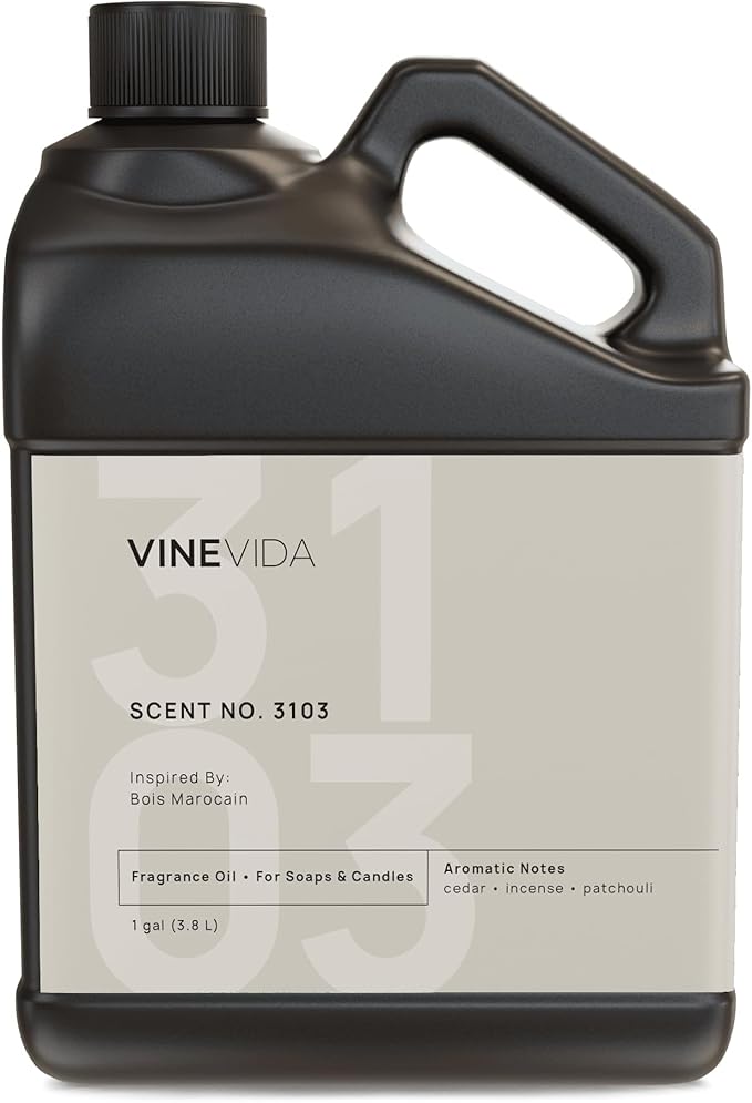 VINEVIDA Scent NO. 3103 Fragrance Oil - 1 Gallon (8lbs) - Inspired by: Bois Marocain Fragrance Oil for Candle Making - Made in USA Candle Scents Scents for Soap Making