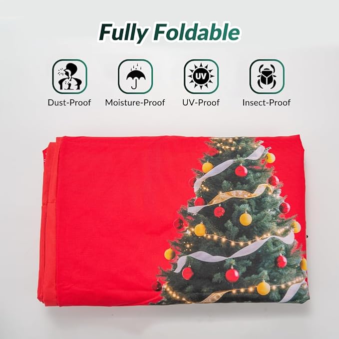 Christmas Tree Storage Bag 9 Ft Tall Tree Container,Waterproof, Equipped With Durable Handles & Zipper,Heavy Duty Oxford,Xmas Tree Storage Bag With Wide Opening Fits For Big Xmas Tree (Red)