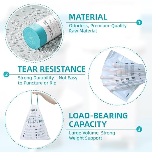 OKKEAI 1.2 Gallon Small Trash Bag, 70 Count Drawstring Bathroom Trash Bags 5L – Leak-Proof Tear-Resistant Wastebasket Liners for Bathroom, Office