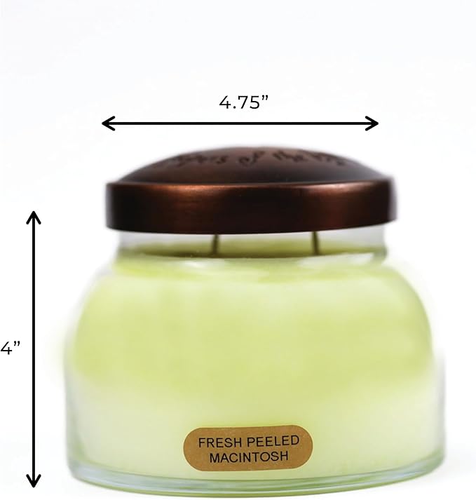 A Cheerful Giver - Fresh Peeled Macintosh Mama Scented Glass Jar Candle (22oz) with Lid & True to Life Fragrance Made in USA