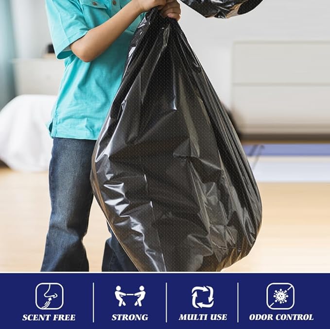 30-33 Gallon 300 Counts Large Trash Bags Black Garbage Bags, Large Trash Can Liners for Home,Kitchen,Office,All Purpose Light Residential or Commercial Waste,Outdoor Lawn and Leaf Bags