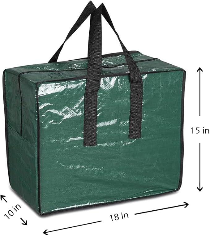 ProPik Christmas Ornaments Storage, Holiday Accessories Bag Tear-Proof Tarp 18 X 10 X 15 with Handles and Full Length Zipper (Green)