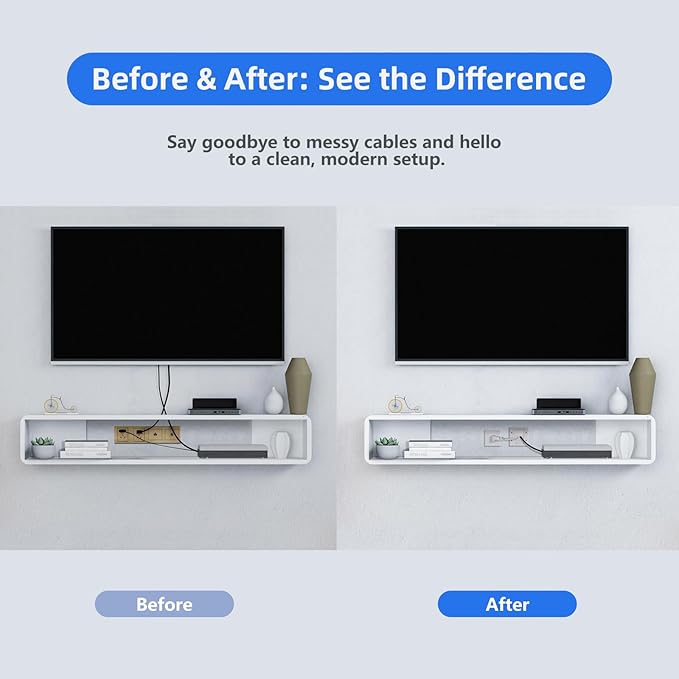 in-Wall TV Cable Management Kit with Power, Dual Outlets, USB-A & USB-C Ports, 9ft/109in Cord, Includes Wall Cutting Tools, Hide TV Wires for Clean Home Theater Setup