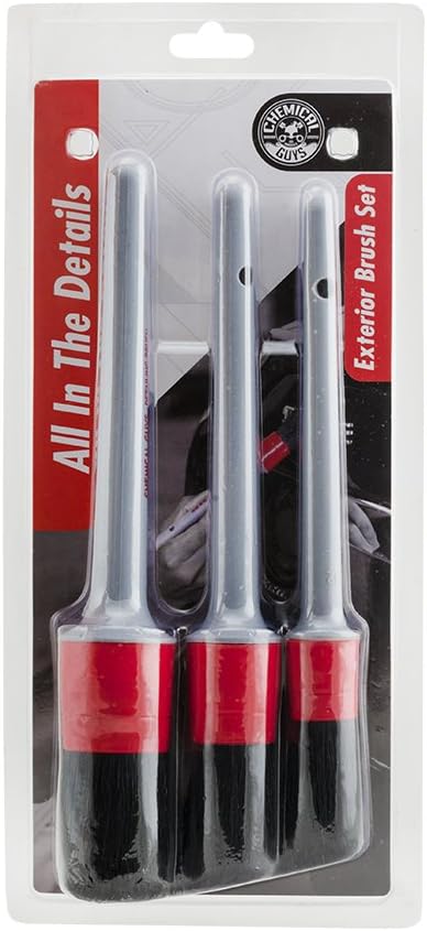 Chemical Guys All in the Details Exterior Detailing Brushes - 3-Piece Soft Scratch-Free Brushes for Wheels, Bumpers, Grilles, Badging & Tight Exterior Gaps on Cars, Trucks, SUVs & More
