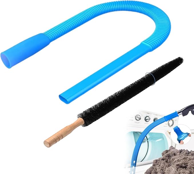 2 Pieces Dryer Vent Cleaner Kit, Dryer Vent Cleaning Kit for Safevent Pro, Dryer Lint Vacuum Attachment and Flexible Dryer Lint Brush, Universal Vacuum Adapter for Dryer Vents (Blue)