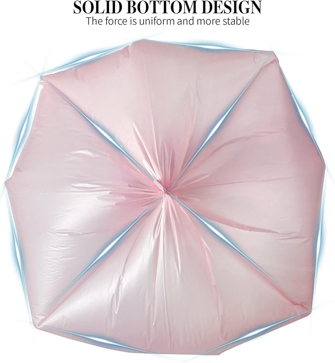 5 Rolls Small Trash Bags - 200 Counts Durable 4 Gallon Small Garbage Bags for home office kitchen Bathroom Bedroom Trash Can liners（Pink）