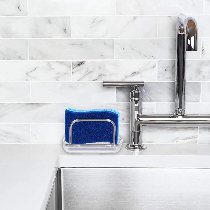 Superio Non-Scratch Cellulose Sponge Kitchen Scrub Sponges with Scouring Pad Set, Good for Non-Stick Cookware Frying Pan, Pot, Counter Top, Sink Scrubbing, Kitchen Scrubbers, Pack of 3, Blue