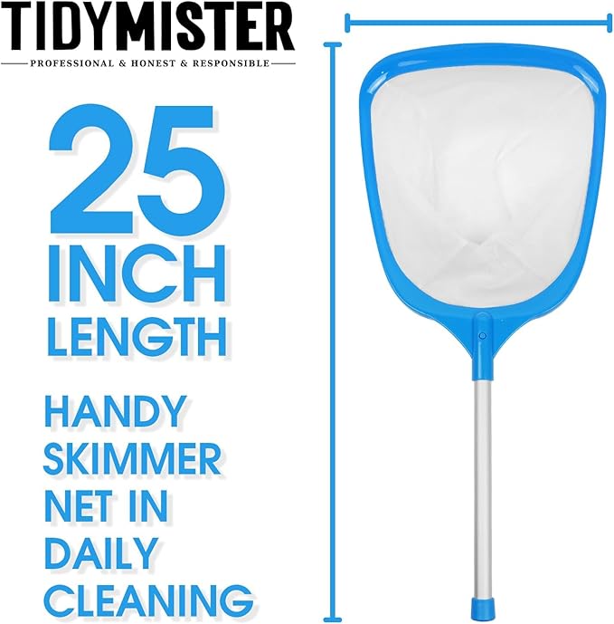 Hot Tub Skimmer Spa Net with 12'' Aluminum Pole Ultra Fine Mesh Net Handy Leaf Skimmer for Small Above Ground Pools Pick Up Fine Debris Lightweight Net