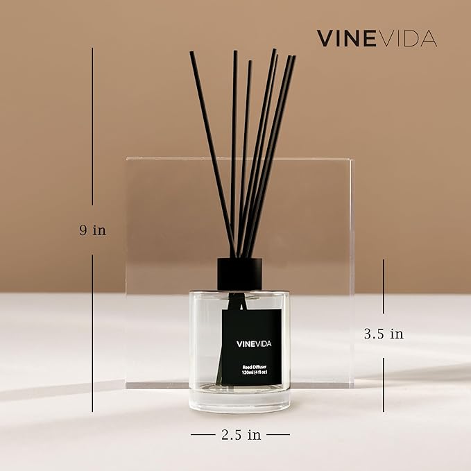 VINEVIDA Scent NO. 73 Reed Diffuser - 120mL (4oz) - Signature Scent: Mediterranean, Reed Diffusers for Home, Office, Bathroom, Made in USA Scent Diffuser Sticks, Room Fragrance Diffuser