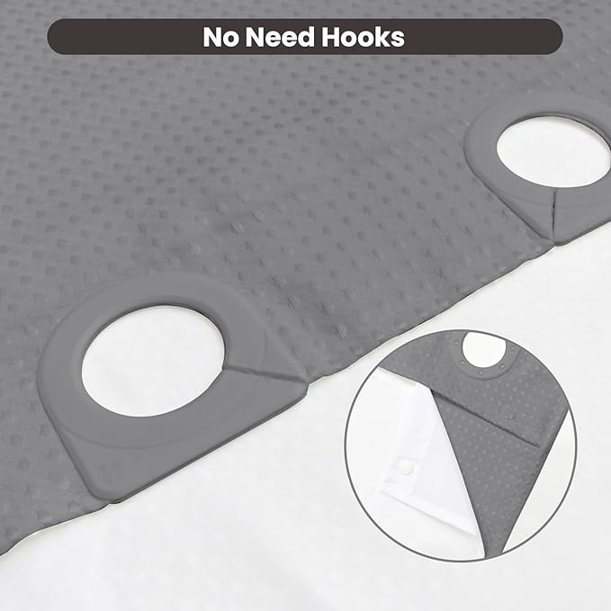 Inhousolu No Hook Waffle Weave Shower Curtain with Removable Snap in Fabric Liner Set for Bathroom, 230 GSM Heavy Duty Weighted Hem, Water Repellent Washable Bath Curtains, 72 x 84 Inch, Grey
