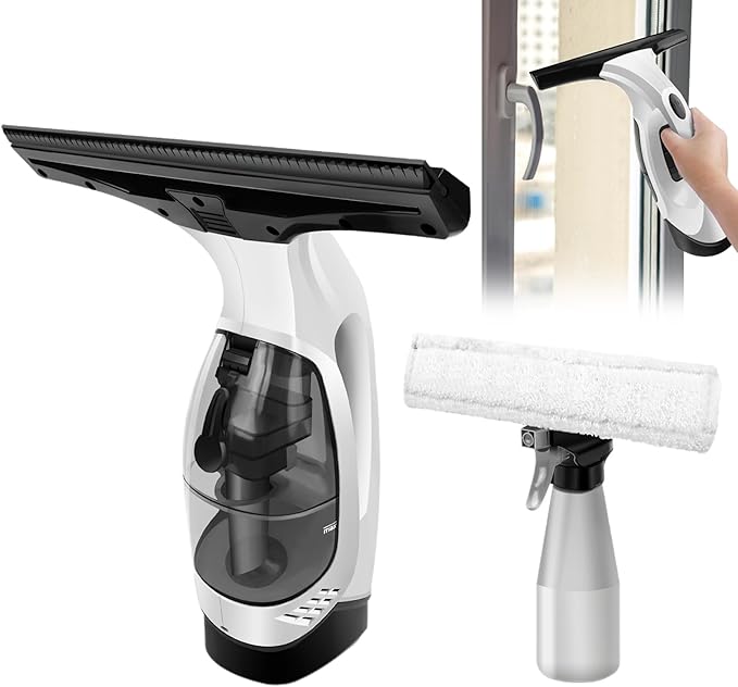 Window Vacuum Squeegee Cordless Electric Window Cleaner Squeegee Sparkling Finish Mirror Cleaner Tool for Showers, Glass, Countertops, Tiles Vacuum, Electric, f