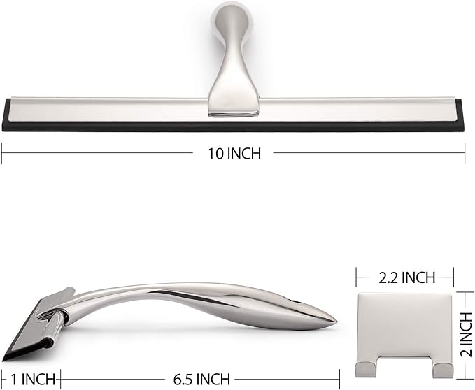 Hiware All-Purpose Shower Squeegee for Shower Doors, Bathroom, Window and Car Glass - Stainless Steel, 10 Inches