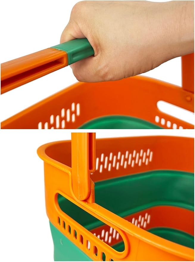 SAMMART 38L(10 Gal) Collapsible Laundry Basket - Foldable Pop-Up Storage Container/Organizer-Portable Space Saving Hamper, Measure 17.5x13.3x15.7"/3.8" Expanded/Collapsed (1, Autumn Leaf/Forest Green)