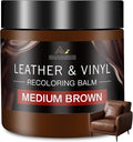 Leather Recoloring Balm and Scratch Repair Kit, Medium Brown Leather Restorer for Couches, Furniture, Car Seats, Leather Paint & Stain for Sofa, Chairs, Bags, and More