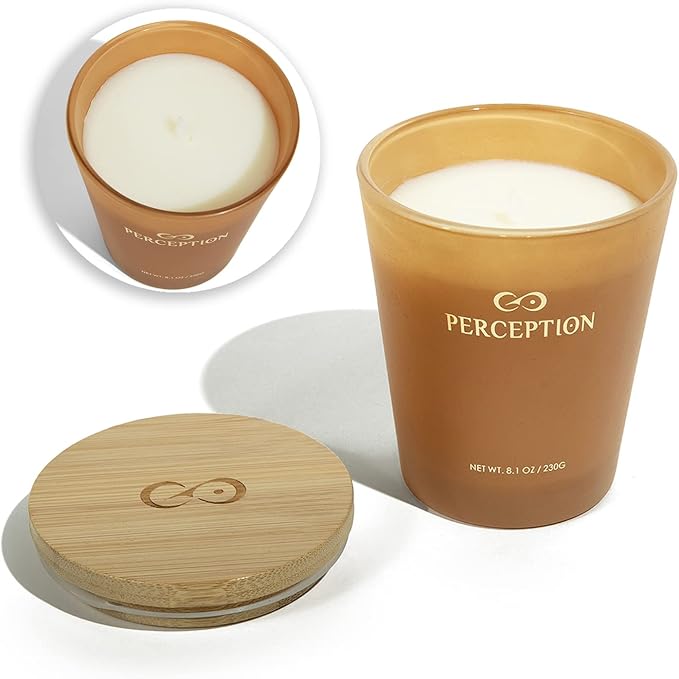 PERCEPTION AROMAS Luxury Scented Candle | Sandalwood Thyme | Hand Poured Soy Wax Candle with Gift Box | Elegant Fragrances | 50 Hour Burn Time (8.1 oz)