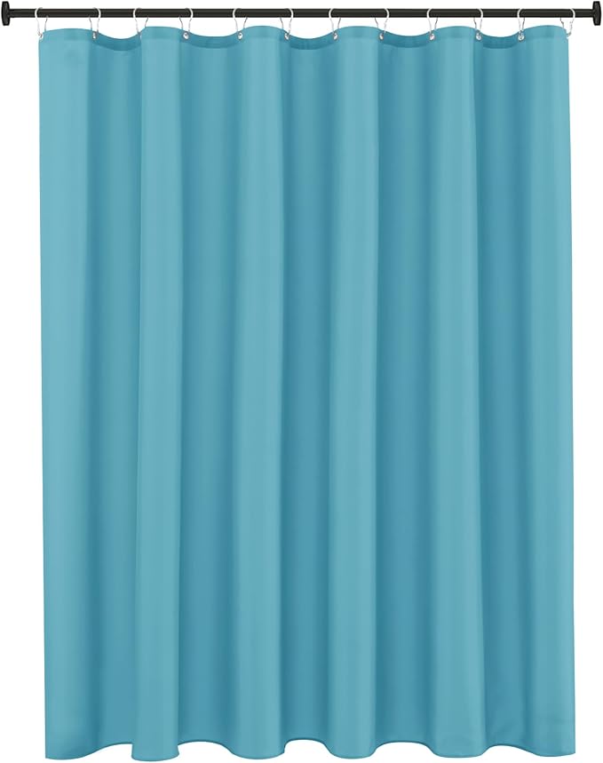 Biscaynebay Hotel Quality Extra Long Fabric Shower Liners 72" Width by 84" Length, Blue Water Resistant Bathroom Curtains Rust Resistant Grommets & Weighted Bottom Hem Machine Washable