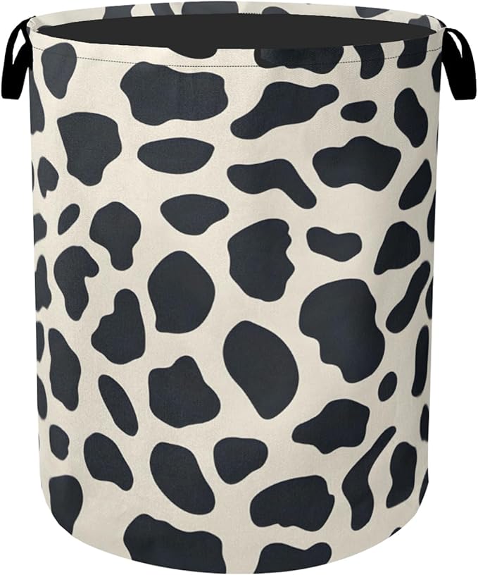 Cow Pattern Laundry Basket with Handles - Extra Large Foldable Hamper for Bathroom/Laundry/Bedroom/Dorm, Washable Fabric Storage Bin