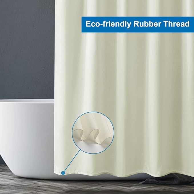 Amazer Ivory Shower Curtain Liner, Ivory Fabric Shower Liner, 2-in-1 Bathroom Shower Curtain and Liner, 12 Grommet Holes, Water Proof, Machine Washable, Hotel Quality, 72 x 72 Inches